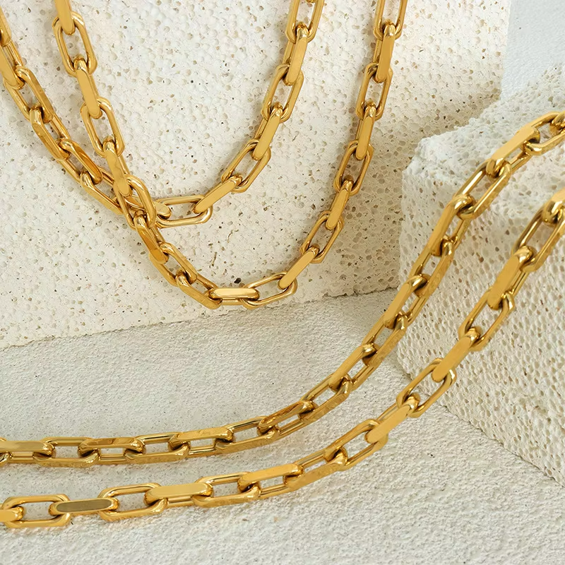Athena Stainless Steel Cuban Link Chain Set | Gold