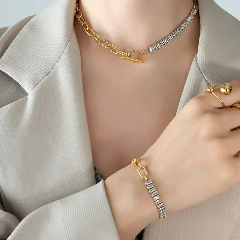 Aurora Stainless Steel and Zirconia Set | Gold | Silver