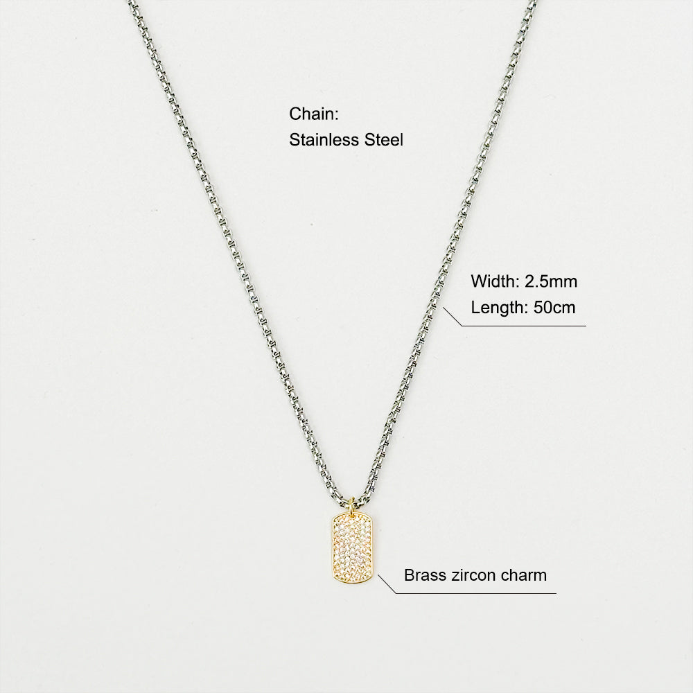 Isadora Carabiner Clasp Stainless Steel Layered Set | Two-tone Chain Pendant Necklace | Green Gem Thin Chain Necklace | Cuban Chain Necklace | Stainless Steel Thin Chain Necklace