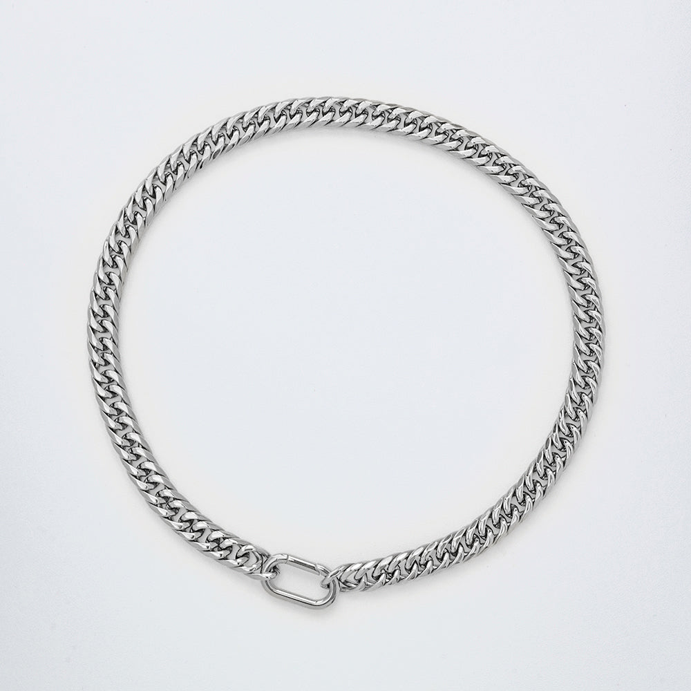 Lyra Layering Set | Dual-Tone Box Chain with Gold-Plated Clasp | Two-Tone Lightning Bolt Necklace | Silver Beaded Chain with Zircon Center | Bold Curb Chain