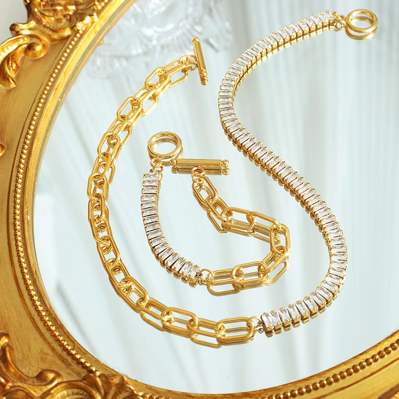 Aurora Stainless Steel and Zirconia Set | Gold | Silver