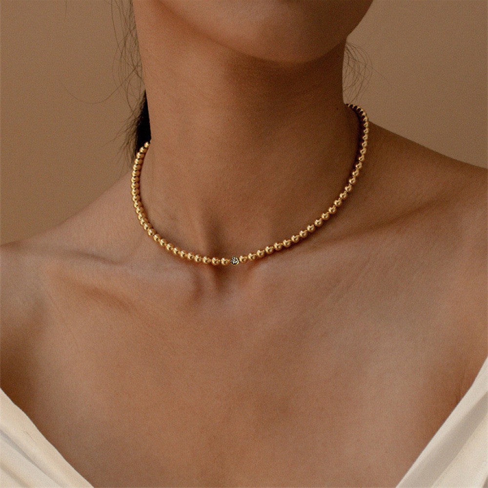 Lyra Layering Set | Dual-Tone Box Chain with Gold-Plated Clasp | Two-Tone Lightning Bolt Necklace | Silver Beaded Chain with Zircon Center | Bold Curb Chain