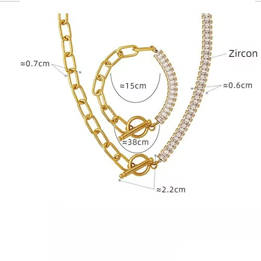 Aurora Stainless Steel and Zirconia Set | Gold | Silver