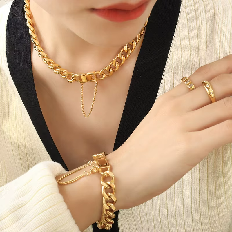 Seraphina Hip-hop Stainless Steel Set |Gold | Silver