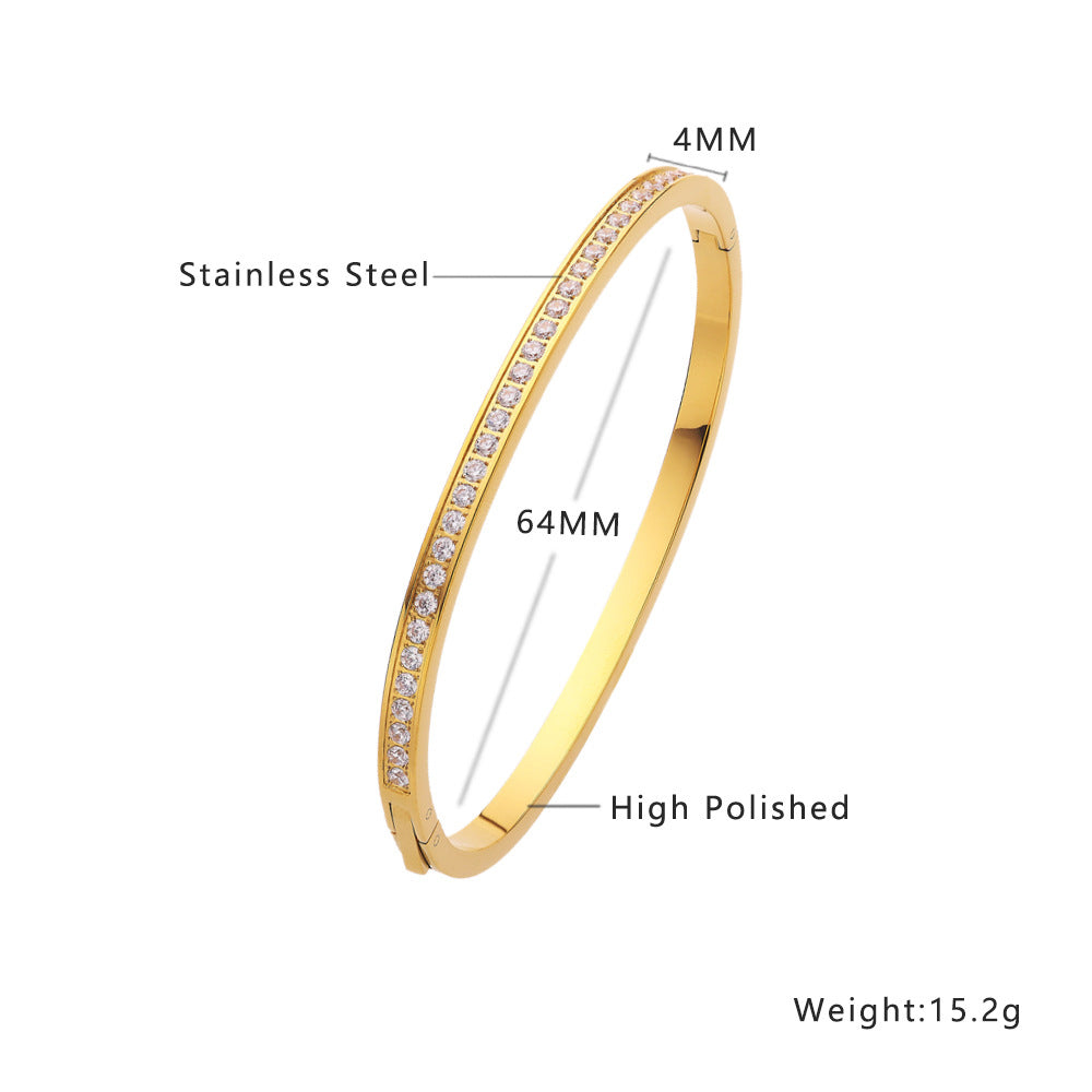 Zahara Bangle Stack Trio | Two-Tone Pave Link Bracelet | Love Bangle |Slim Zircon-Embeddle Bangle