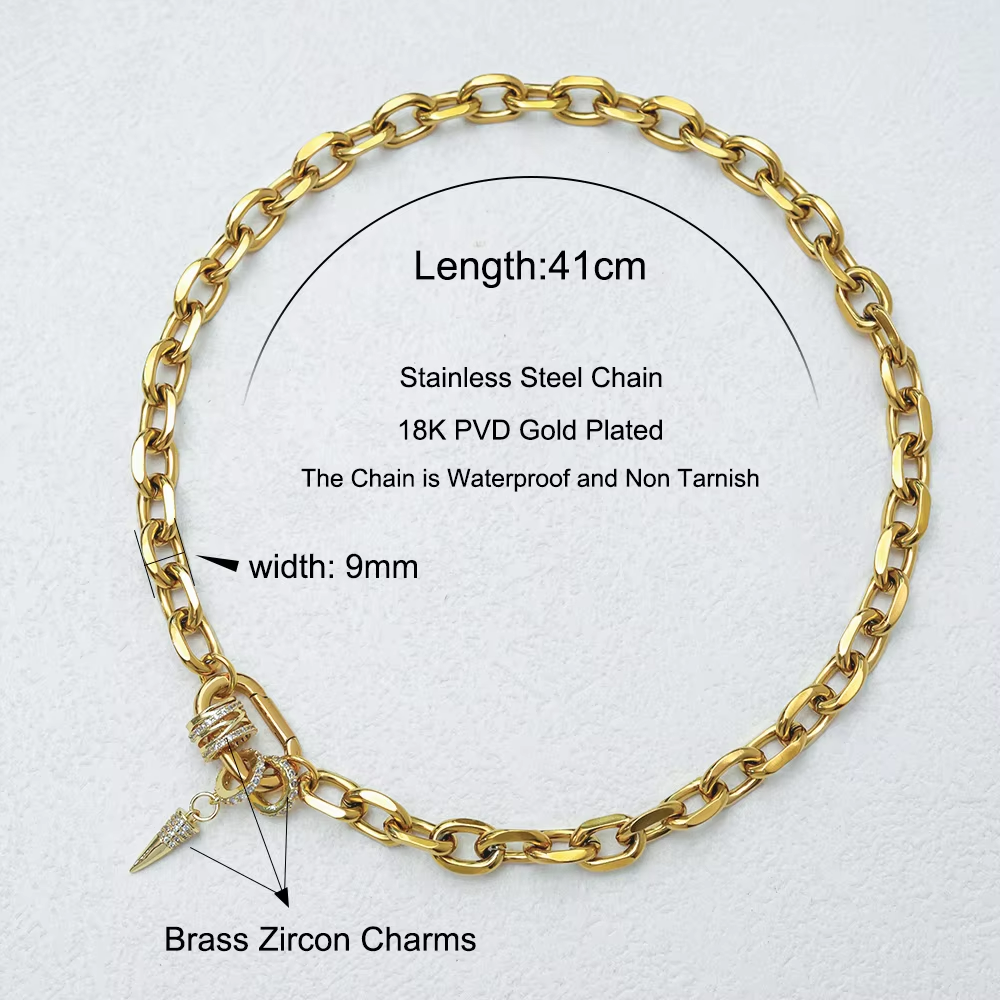 Kaia Stainless Steel Gold-Plated and Zircon Charms Necklace