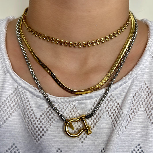 Leona Nautical Layering Set | Starlit Collar Choker | Golden Snake Necklace | Nautical Charm Necklace